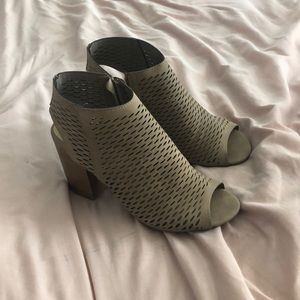 Taupe - block ankle heels